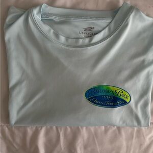 UltraClub Light Blue Long Sleeve Tee - Bahamas + Back Green Turtle Cay